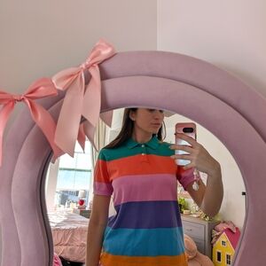 Preppy Colorful Stripe Polo Shirt Size XS